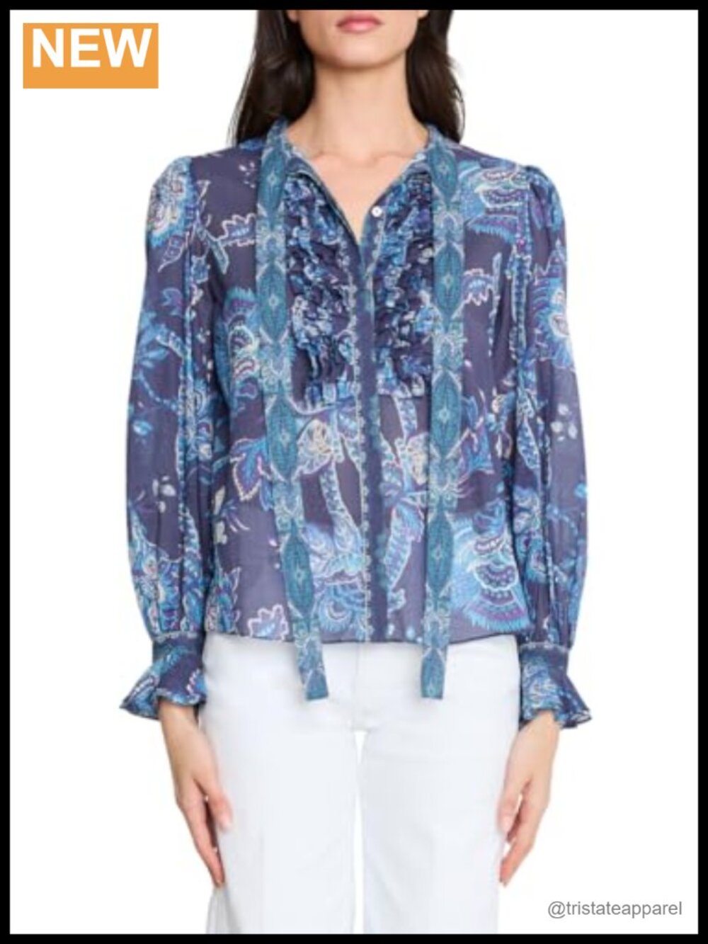 Kobi Halperin Kourt Blouse Women's V-Neck Cotton Long Sleeve Relaxed Fit